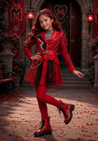 Load image into Gallery viewer, Descendants Inspired Princess Red Heart Girl Costume Set
