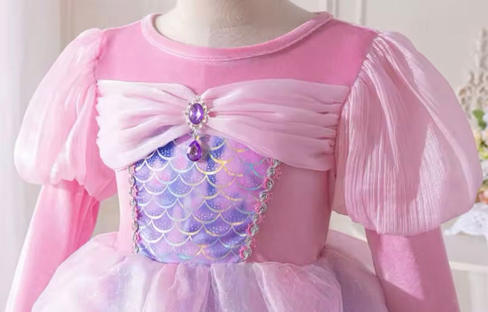 Enchanted Mermaid Princess Birthday Long Sleeve Party Dress Costume - Fox Baby & Co