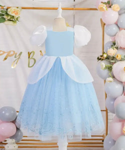 Blue & White Floral Princess Party Dress (pre order)