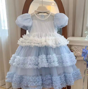 Kid little girl Fairytale Birthday Tulle Dress - Blue - Fox Baby & Co