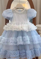 Load image into Gallery viewer, Kid little girl Fairytale Birthday Tulle Dress - Blue - Fox Baby &amp; Co
