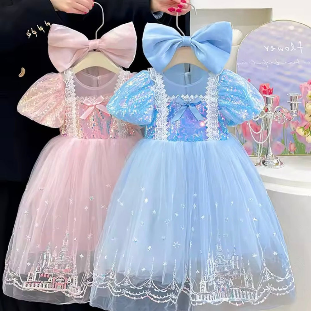 Enchanting Royal Princess Dress Costume & Tulle Bow Clip - Fox Baby & Co