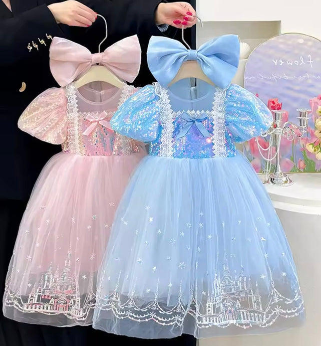 Enchanting Royal Princess Dress Costume & Tulle Bow Clip - Fox Baby & Co