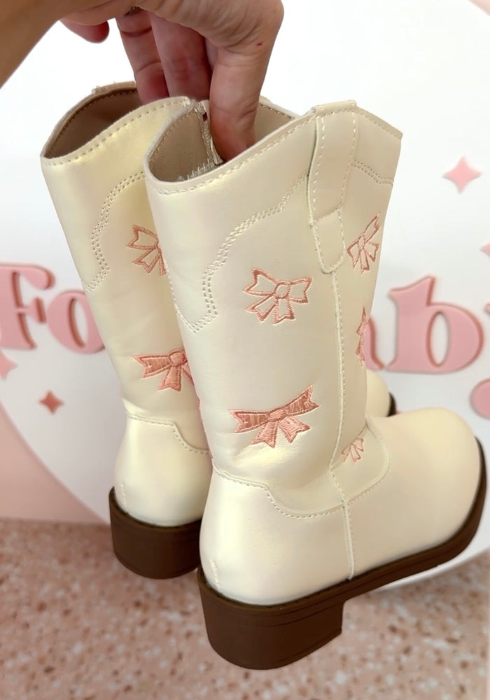 Pink Bow Princess Cowgirl Shimmer Boots