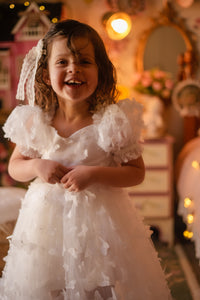 Kids girls Tea Party Butterfly Tulle Dress - White
