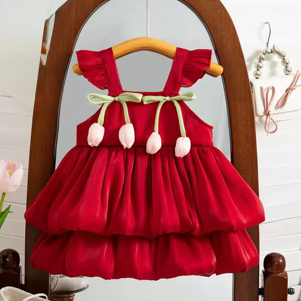 Spring Tulip Puff Frill Dress (pre order) - Fox Baby & Co