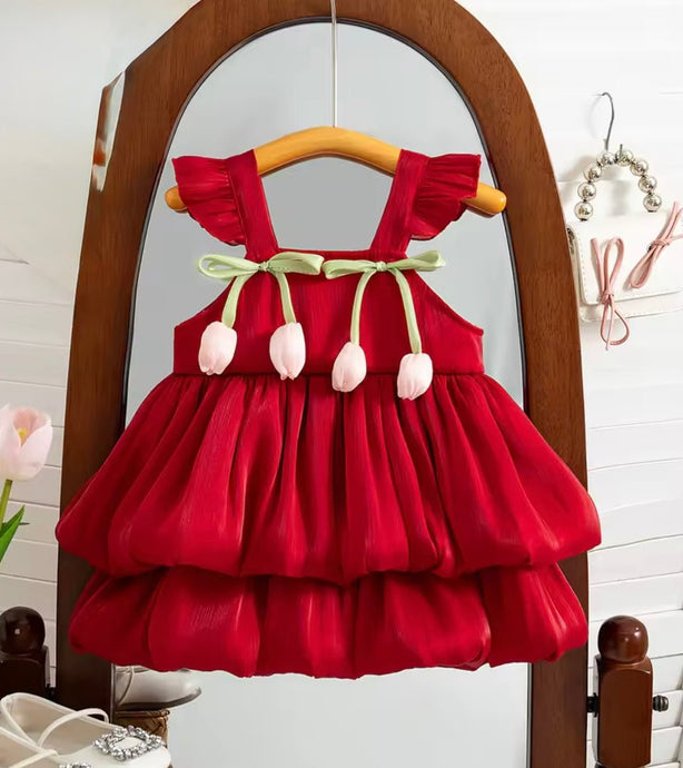 Spring Tulip Puff Frill Dress (pre order) - Fox Baby & Co