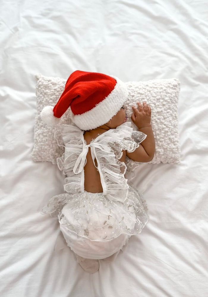 White Christmas Sparkle Frill Romper - Fox Baby & Co