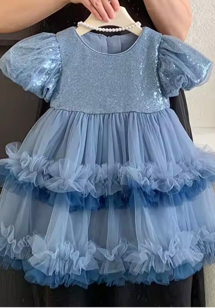 Kid little girl Fairyland Birthday Tulle Dress - Blue - Fox Baby & Co