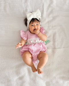 Easter Gingham Bow Romper - Pink (pre order) - Fox Baby & Co