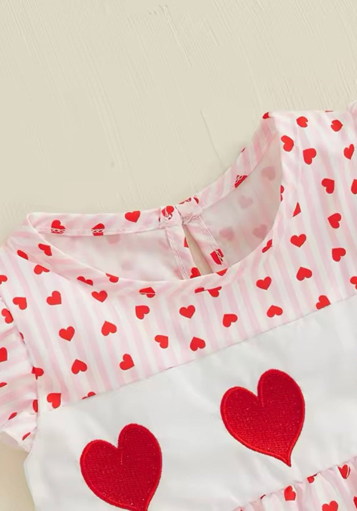 Pink Heart Big Bow Romper - Pink - Fox Baby & Co