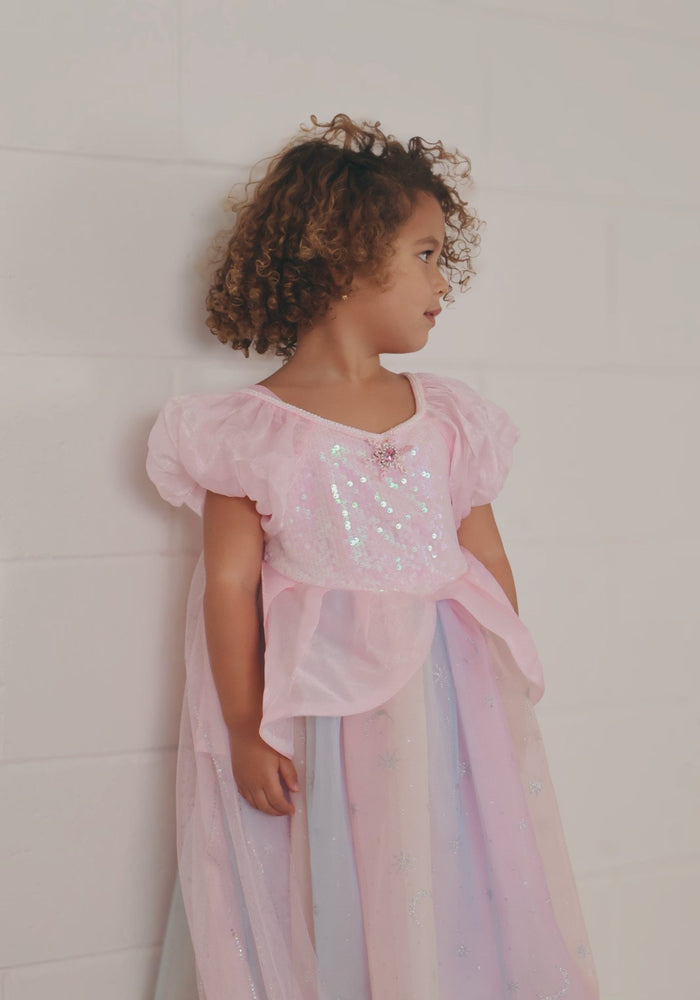 Rainbow Fairyfloss Princess Birthday Party Dress with cape - Fox Baby & Co