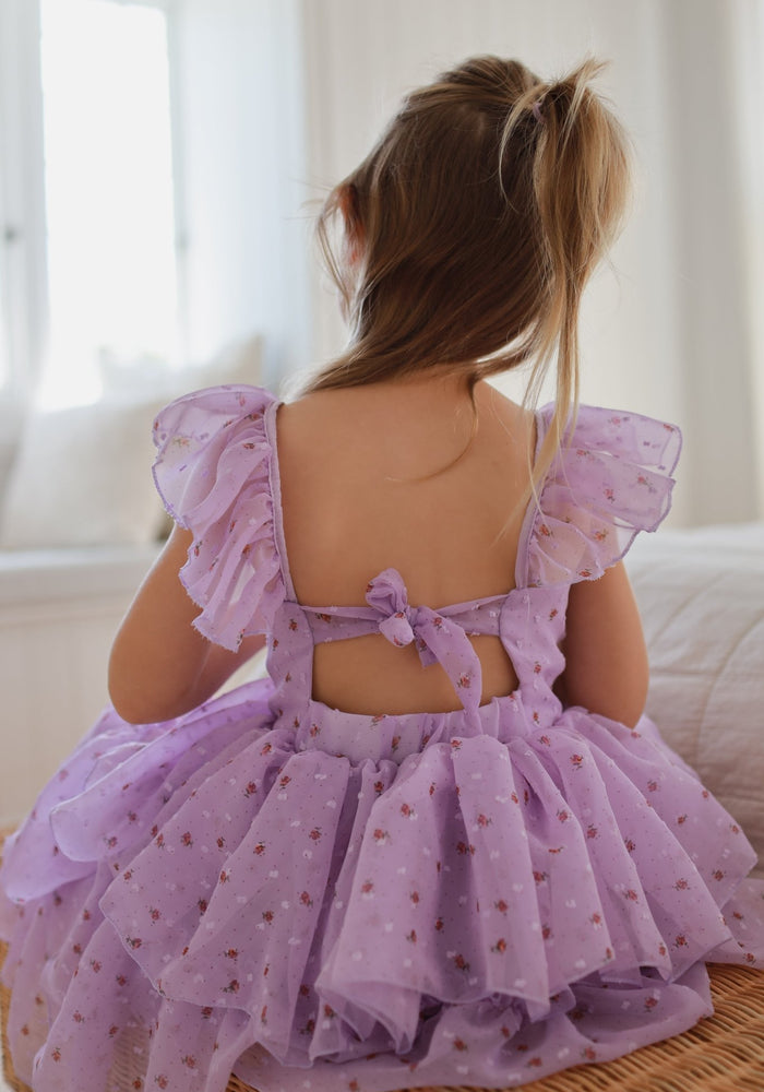 Kids little girls Rosie Floral Luxe Party Dress - Lilac (pre order) - Fox Baby & Co
