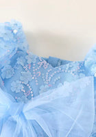 Load image into Gallery viewer, Kids girls Tea Party Sparkle Tulle Dress - Blue - Fox Baby &amp; Co
