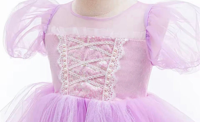Whimsical Rapunzel Princess Puff Sleeve Party Dress Costume - Fox Baby & Co