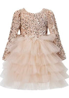 Load image into Gallery viewer, Gold Winter Wonderland Frill Tutu Long Sleeve Dress - Fox Baby &amp; Co
