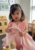 Load image into Gallery viewer, Acacia Oversized Bow Luxe Little Girls Party Dress - Pink (pre order) - Fox Baby &amp; Co
