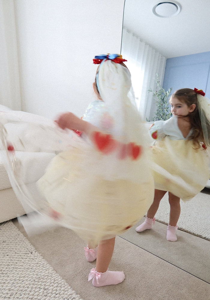 Luxe Snow White Princess Sparkle Party Dress Costume & Tulle Clip - Fox Baby & Co