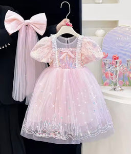 Enchanting Royal Princess Dress Costume & Tulle Bow Clip - Fox Baby & Co