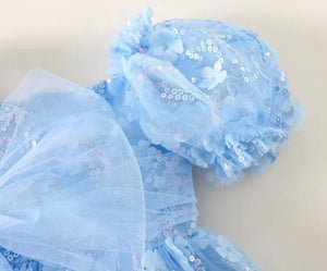 Kids girls Tea Party Sparkle Tulle Dress - Blue - Fox Baby & Co