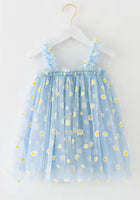 Load image into Gallery viewer, 1st Birthday Kids little girl Arabella Daisy Tulle Dress - Blue - Fox Baby &amp; Co
