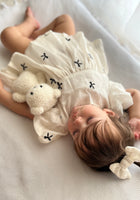 Load image into Gallery viewer, Baby Girls French Luxe Bow Puff Frill Romper - Black/Ivory
