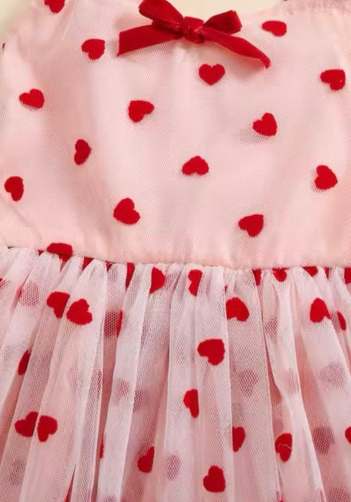 Baby Girl Valentine Tiny Hearts Tutu Romper & Bow (pre order) - Fox Baby & Co