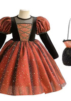 Load image into Gallery viewer, Witch Halloween Long Sleeve Long Sleeve Dress Costume with bag - Orange - Fox Baby &amp; Co
