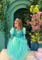 Load image into Gallery viewer, Aqua Pearl Mermaid Princess Long Sleeve Party Dress Costume - Fox Baby &amp; Co
