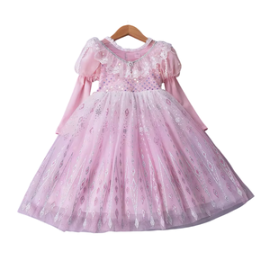 Aurora Lace Pink Princess Long Sleeve Party Dress Costume & Cape