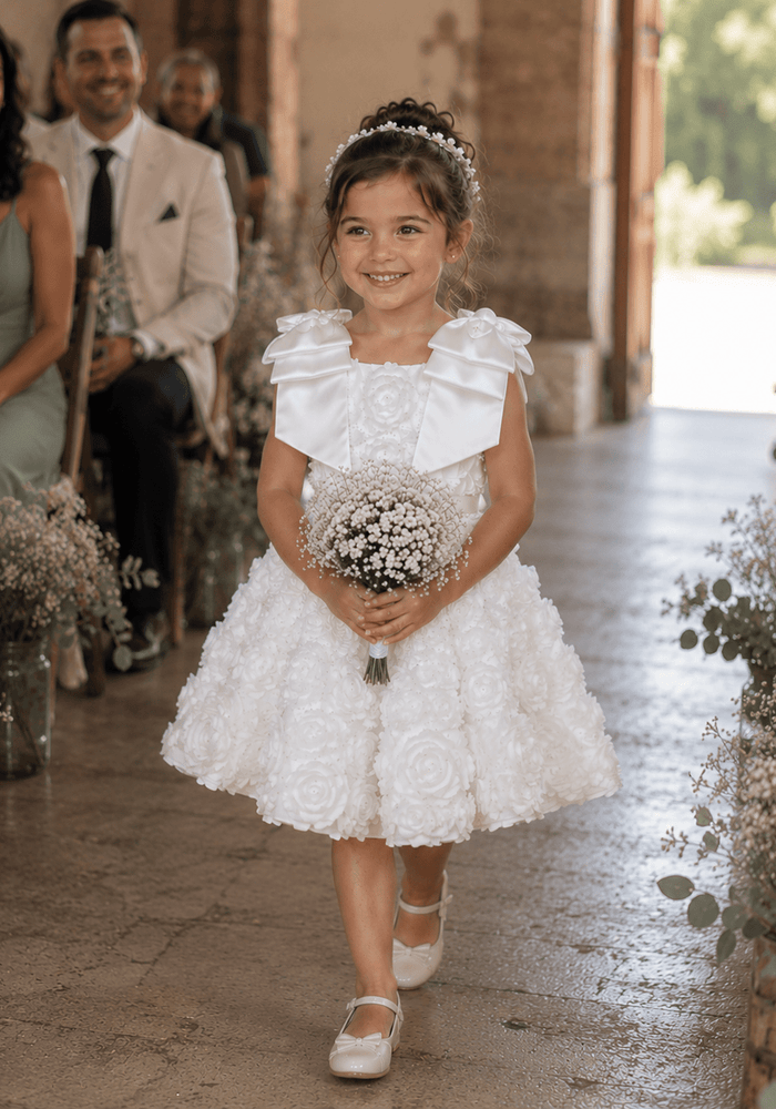 Ophelia Bloom Flower Girl Dress - White