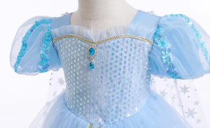 Snow Queen Princess Birthday Party Dress Costume with cape