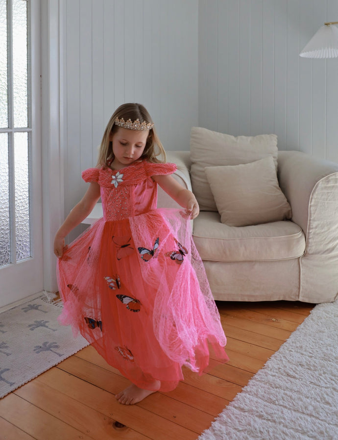 Pink Aurora Butterfly Princess Party Dress Costume
