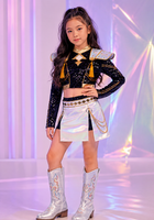 Load image into Gallery viewer, Kids Girls Kpop Style Demon Hunter Luxe Holographic Sequin SKIRT Performance Outfit Accessories Set
