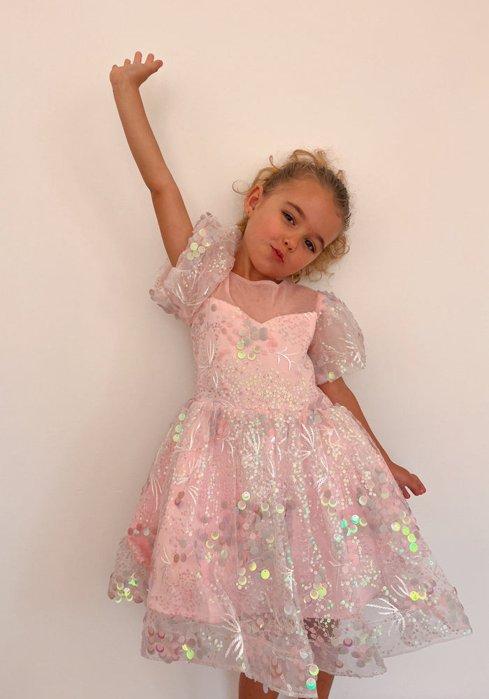 Enchanted Mermaid Sequins Luxe Tulle Dress - Pink (preorder) - Fox Baby & Co