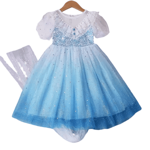 Elsa Lace Princess Party Dress Costume & Cape - Blue - Fox Baby & Co