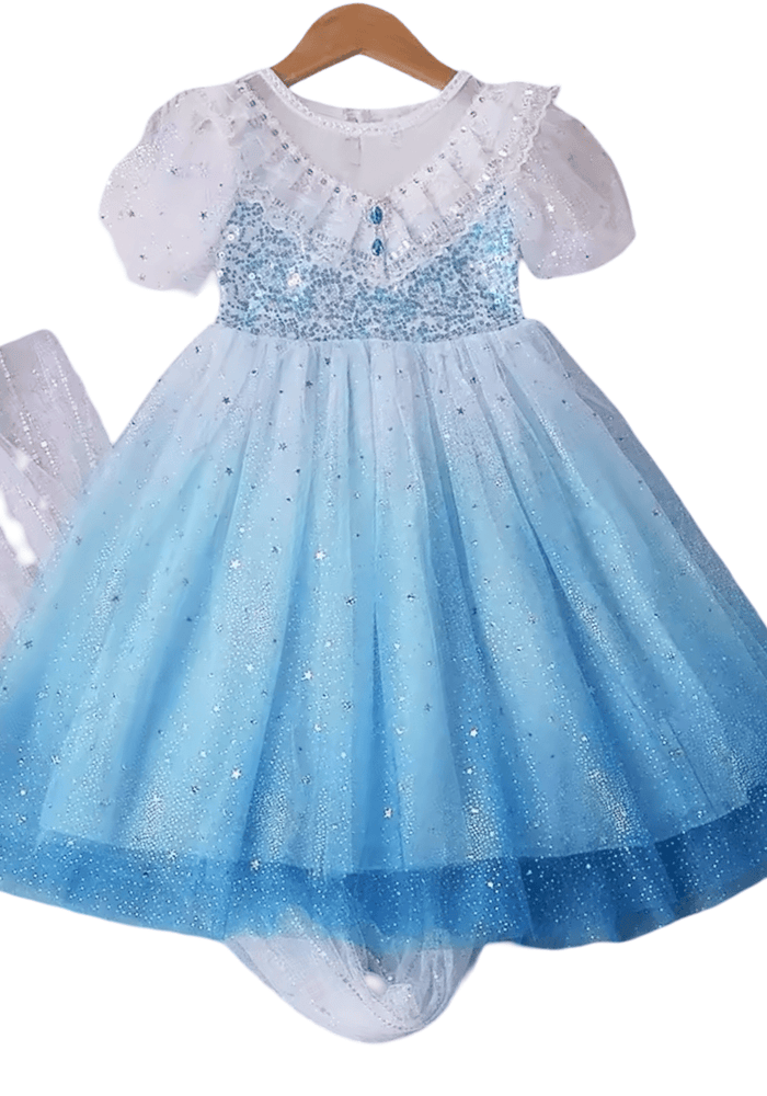 Elsa Lace Princess Party Dress Costume & Cape - Blue - Fox Baby & Co
