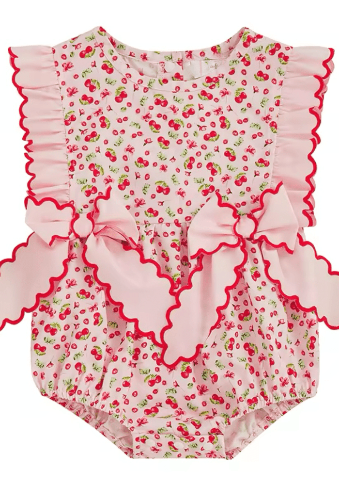 Cherry Floral Frill Bow Romper (pre order) - Fox Baby & Co