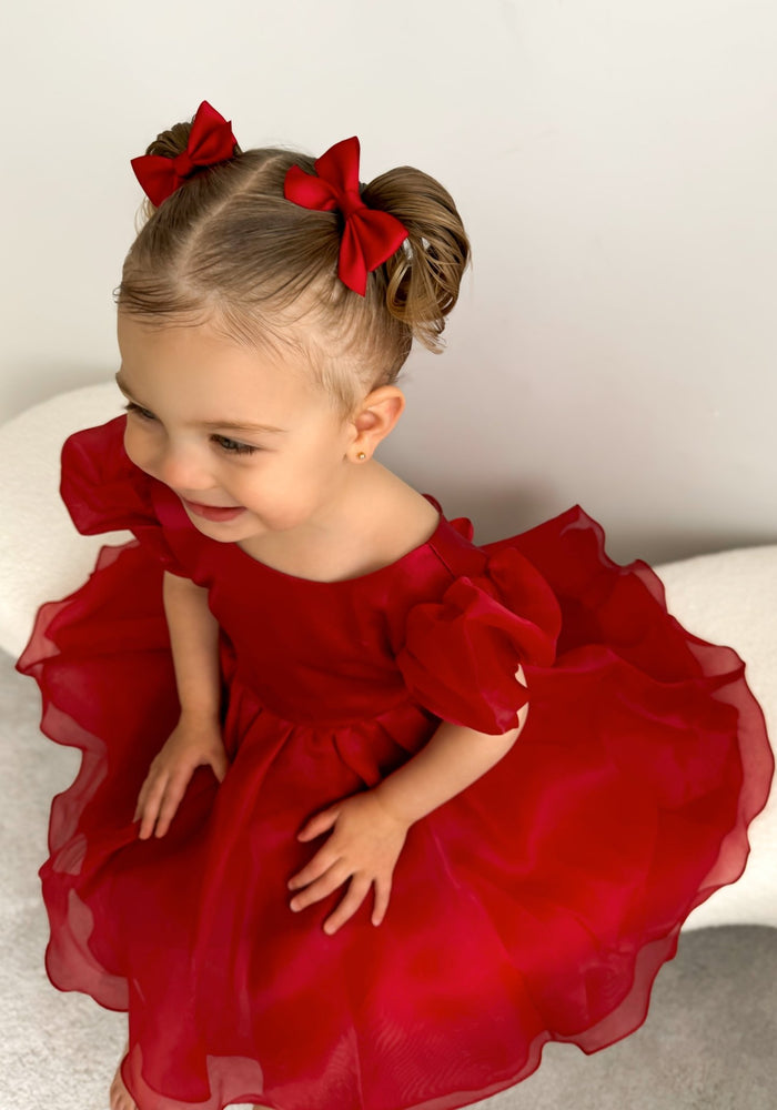 Kids little girls Red Christmas Luxe Dress (pre order) - Fox Baby & Co