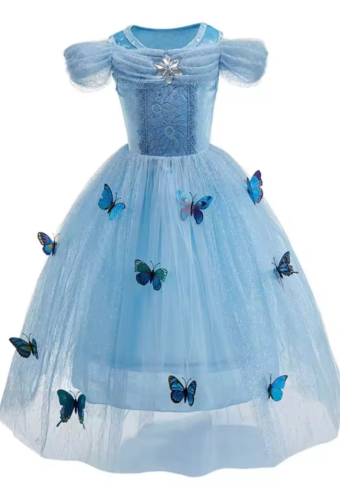 Blue Cinderella Butterfly Princess Party Dress Costume & Jewellery Set - Fox Baby & Co