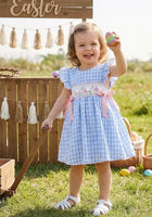 Load image into Gallery viewer, Easter Gingham Bow Dress - Blue - Fox Baby &amp; Co
