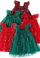 Load image into Gallery viewer, Candy Cane Christmas Little Girls Tulle Dress - Green - Fox Baby &amp; Co

