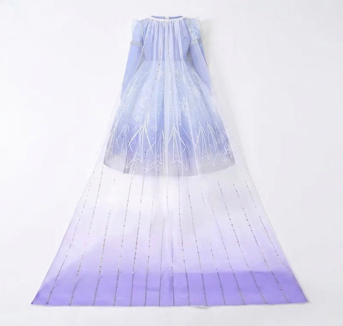 Snowflake Elsa Long sleeve Princess Dress Costume with cape - Fox Baby & Co