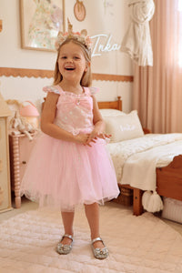 Shimmer Aurora Pink Princess Party Dress