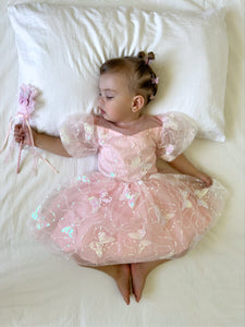 Kids girls Luxe Butterfly Sequins Tulle Dress - Pink (pre order) - Fox Baby & Co