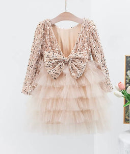Gold Winter Wonderland Frill Tutu Long Sleeve Dress - Fox Baby & Co