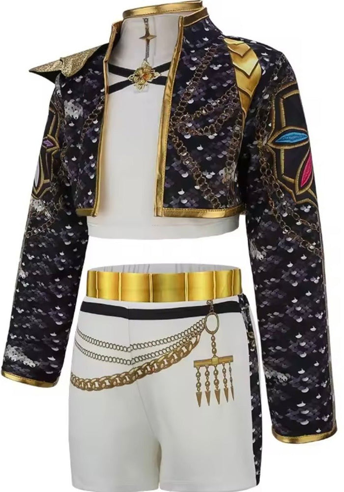 Kids Girls K - POP Style Demon Hunter Mira Zoey Costume Top, Shorts & Jacket 3 Piece - Fox Baby & Co