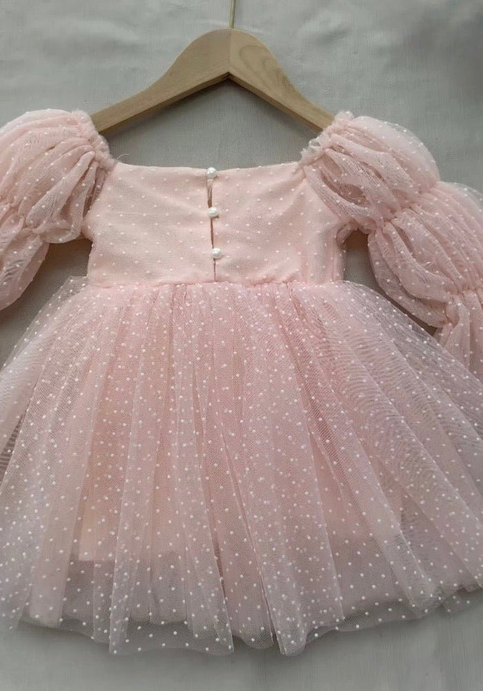 Flowergirl Fairy Wonderland Long Sleeve Luxe Tulle Dress - Pink Dots - Fox Baby & Co