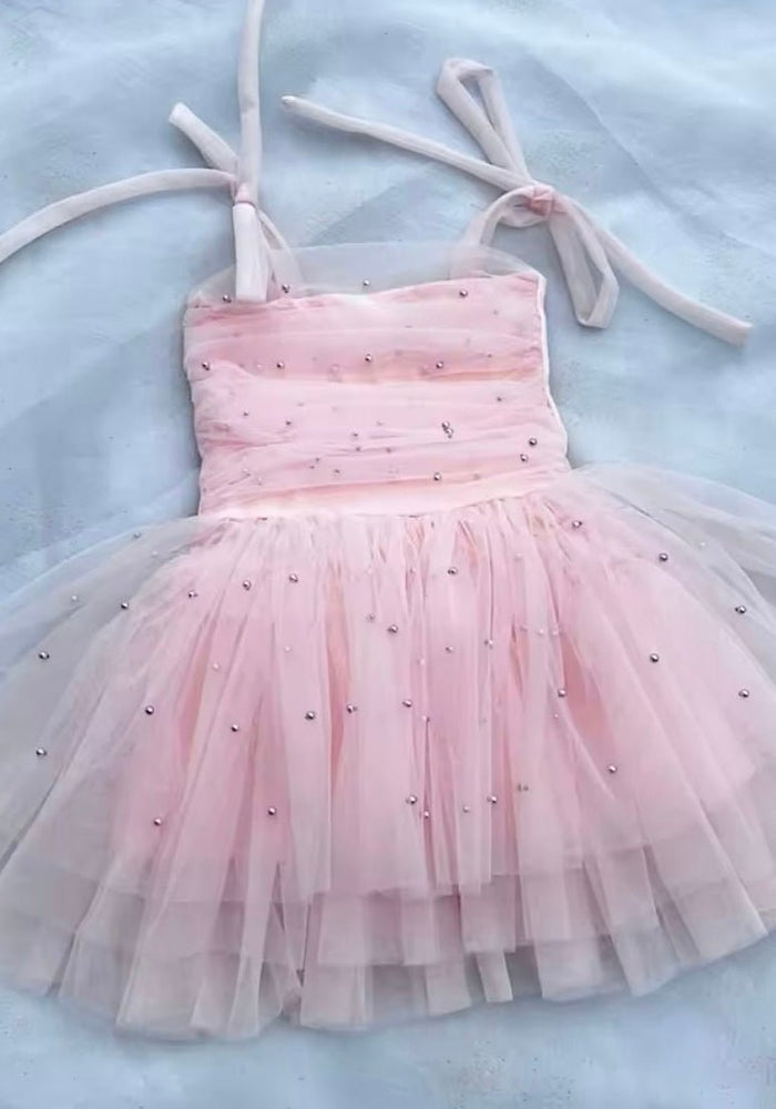 Kids little girls Ballerina Pearl Dress - Pink (limited edition) - Fox Baby & Co