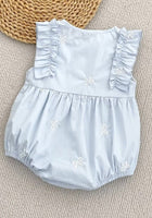Load image into Gallery viewer, Celine French Tiny Bow Romper - Blue (pre order) - Fox Baby &amp; Co
